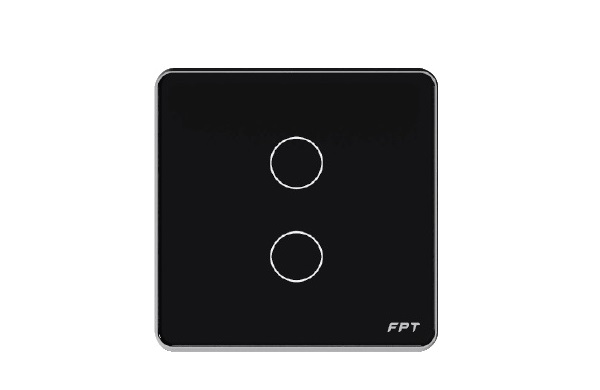 Công tắc cảm ứng Athena 2 nút bấm mặt vuông màu đen FPT SmartHome SNBR0114