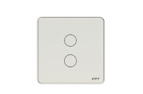 Công tắc cảm ứng Athena 2 nút bấm mặt vuông màu trắng FPT SmartHome SNBR0111
