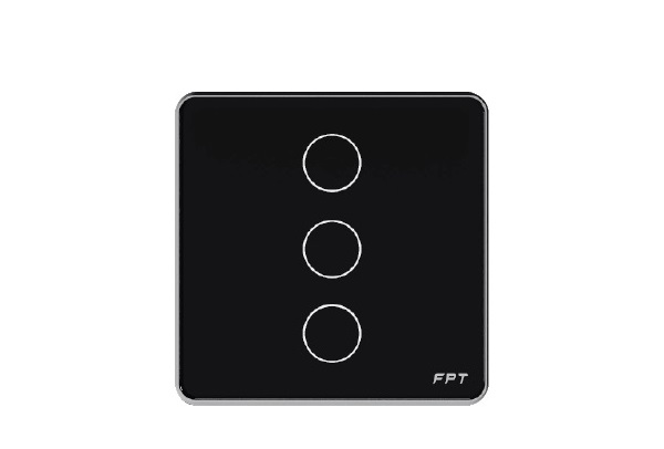 Công tắc cảm ứng Athena 3 nút bấm mặt vuông màu đen FPT SmartHome SNBR0115