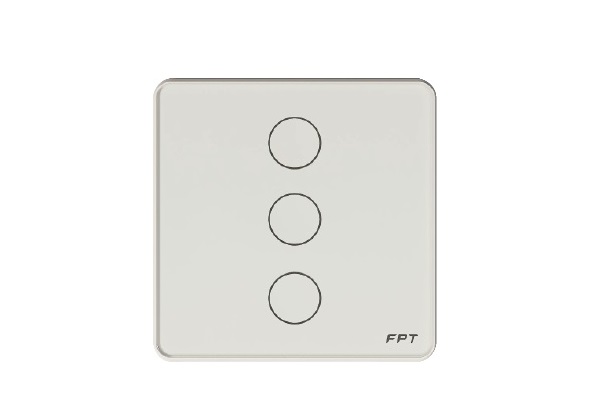 Công tắc cảm ứng Athena 3 nút bấm mặt vuông màu trắng FPT SmartHome SNBR0112