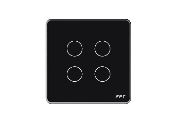 Công tắc cảm ứng Athena 4 nút bấm mặt vuông màu đen FPT SmartHome SNBR0116