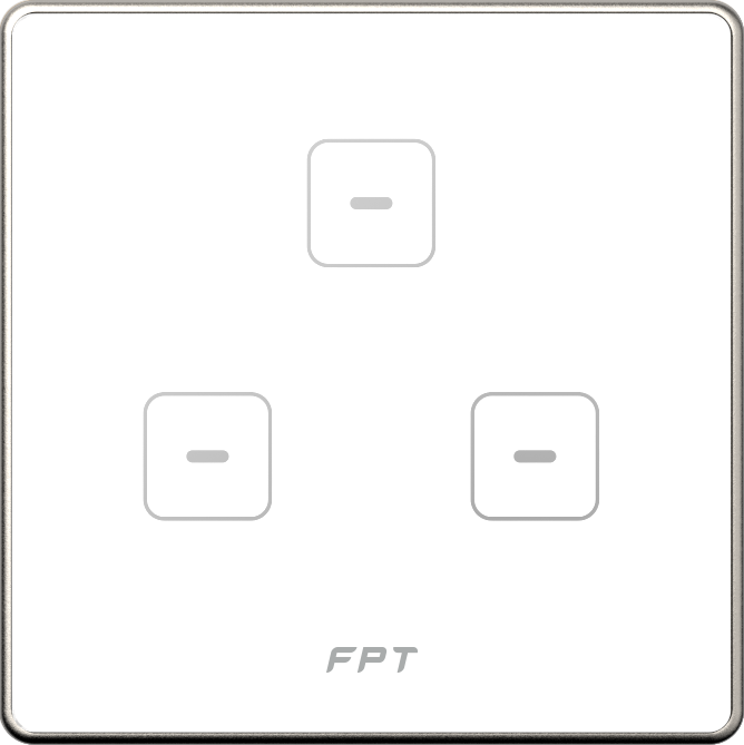 Công tắc cảm ứng Hera 3 nút bấm mặt vuông màu trắng FPT SmartHome SNZD0130
