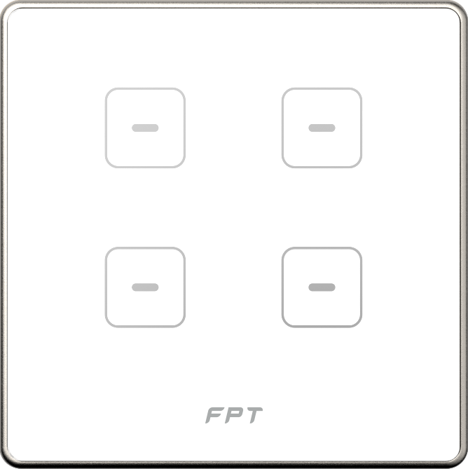 Công tắc cảm ứng Hera 4 nút bấm mặt vuông màu trắng FPT SmartHome SNZD0122