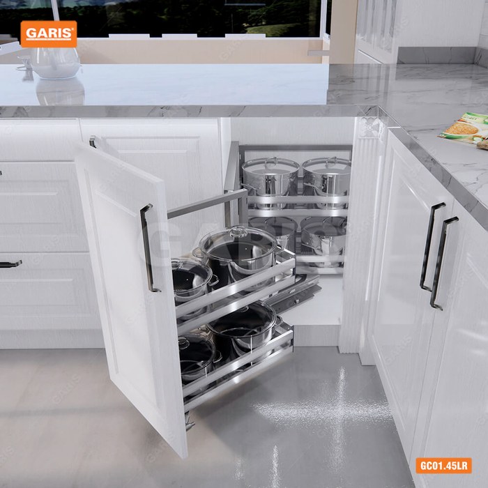 Kệ góc tủ bếp liên hoàn thông minh Garis GC01.45L/R