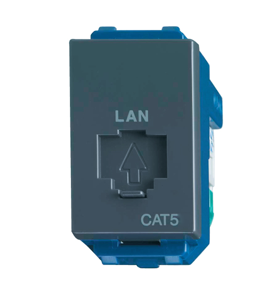 Ổ cắm data CAT5 Wide Series màu xám đen Panasonic WEV2488H-CAT5