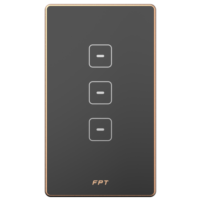 Công tắc cảm ứng Hera 3 nút bấm mặt chữ nhật màu đen FPT SmartHome SNZD0169