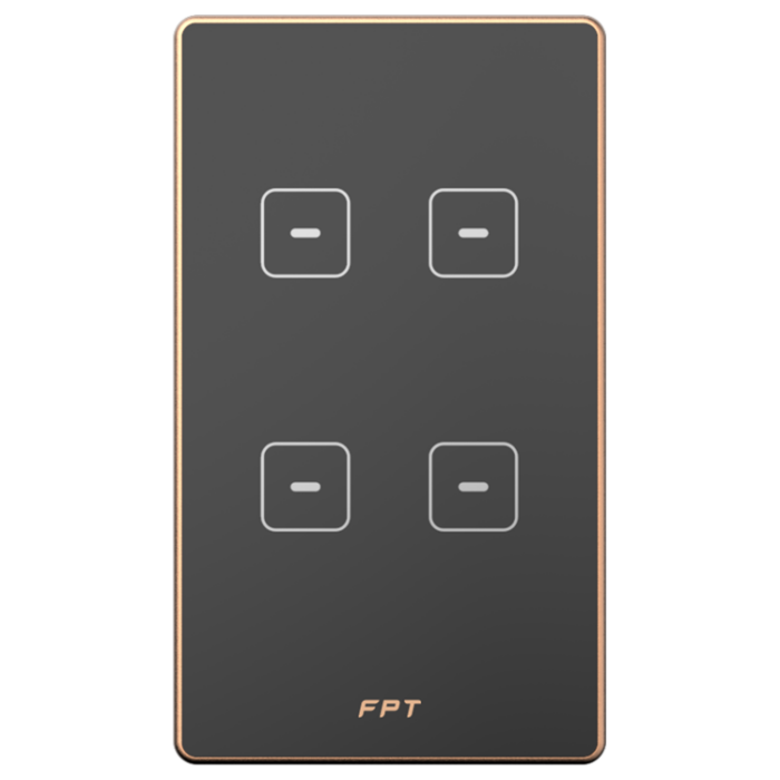 Công tắc cảm ứng Hera 4 nút bấm mặt chữ nhật màu đen FPT SmartHome SNZD0173