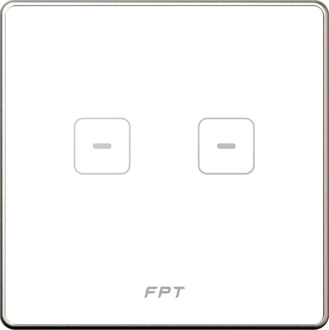 Công tắc cảm ứng Hera 2 nút bấm công suất cao mặt vuông màu trắng FPT SmartHome SNZD0127