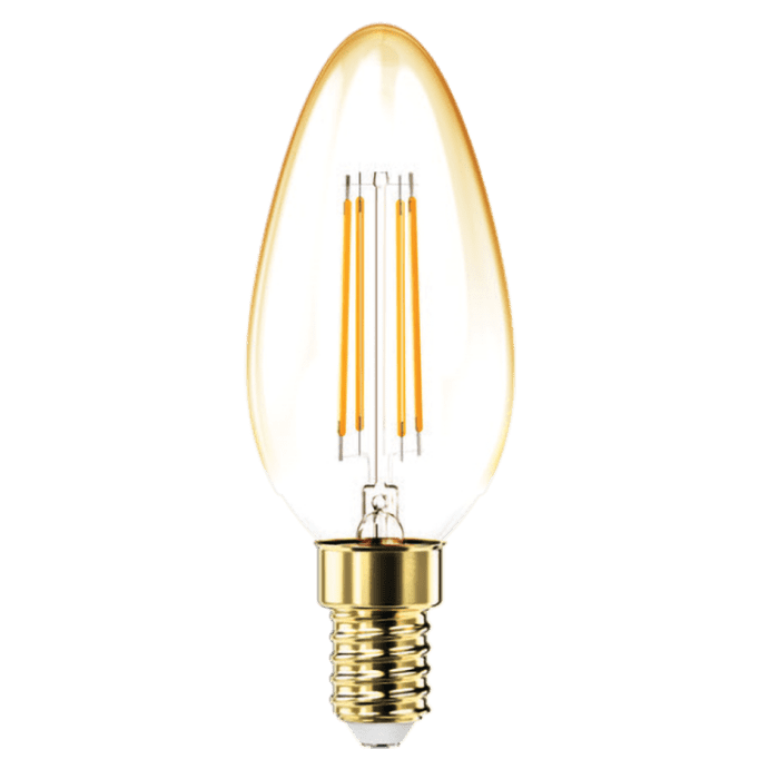 Bóng đèn LED Filament cổ điển 4W ánh sáng 2000K, chuôi E14, thủy tinh vàng, Panasonic LDCCH04LG1AA