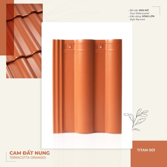 Ngói tráng men cao cấp màu cam đất nung Đồng Tâm TITAN001