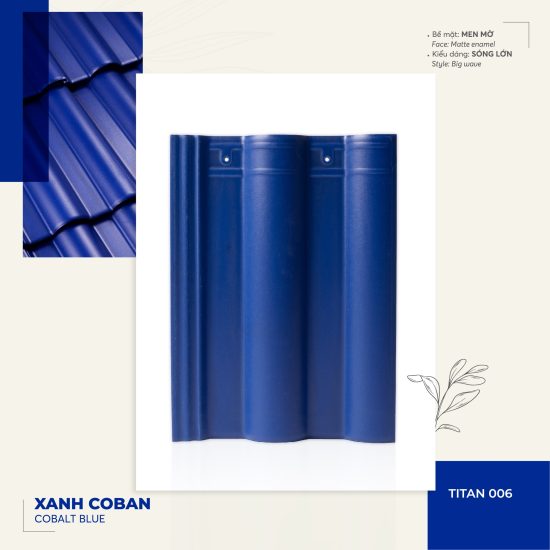 Ngói tráng men cao cấp màu xanh coban Đồng Tâm TITAN006