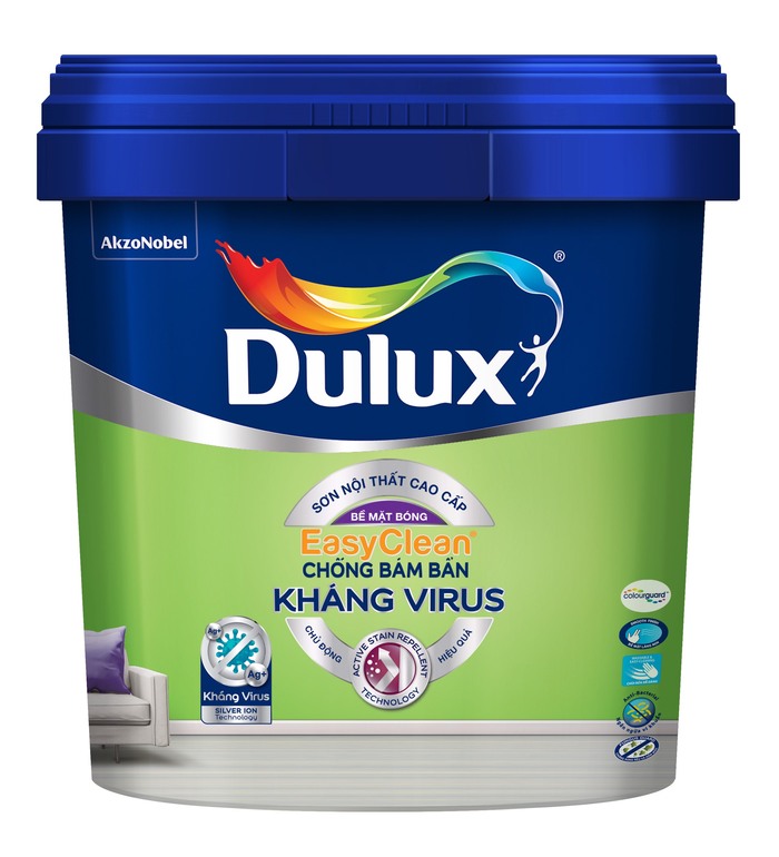 Sơn nước nội thất cao cấp Dulux Easyclean Chống Bám Bẩn Kháng Virus Bề mặt bóng DULUX-E017B-1L