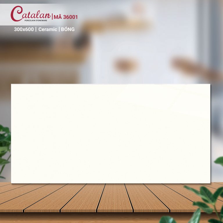 Gạch Ceramic 30x60 màu trắng men bóng Catalan CTLC.3060.05.04.36001