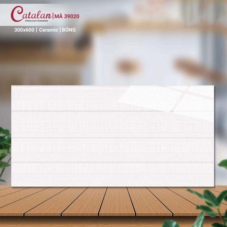 Gạch Ceramic 30x60 màu trắng men bóng Catalan CTLC.3060.39020