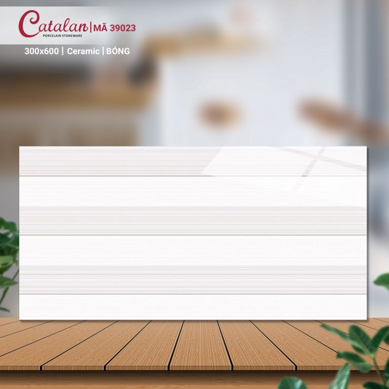 Gạch Ceramic 30x60 màu trắng men bóng Catalan CTLC.3060.39023