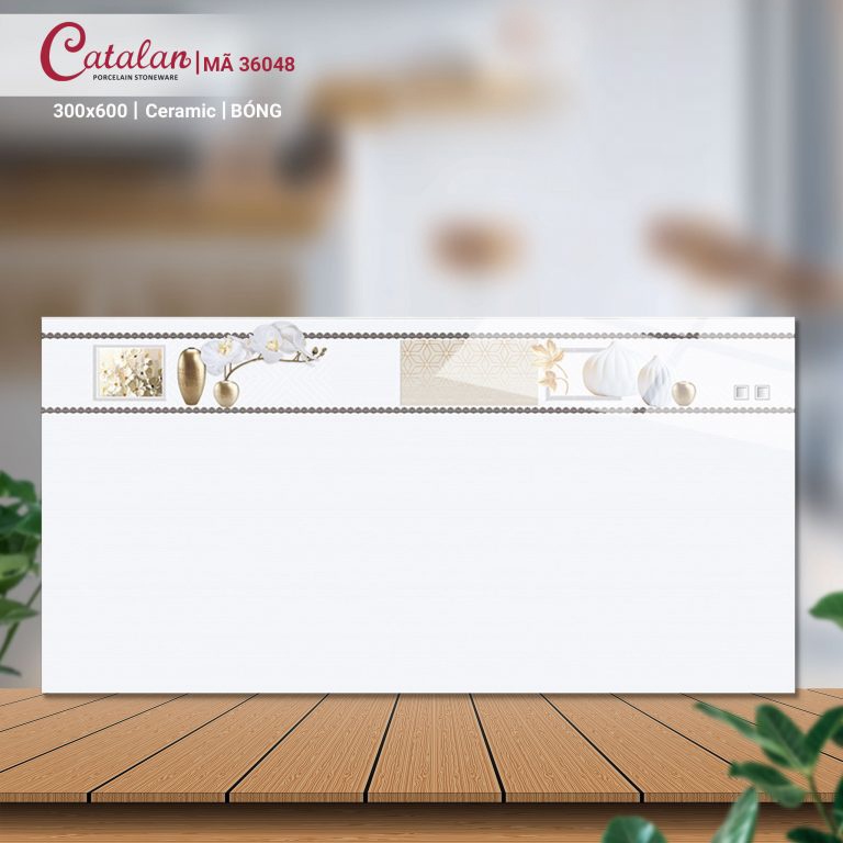 Gạch Ceramic 30x60 màu trắng vân đá họa tiết nâu Catalan CTLC.3060.05.04.36048