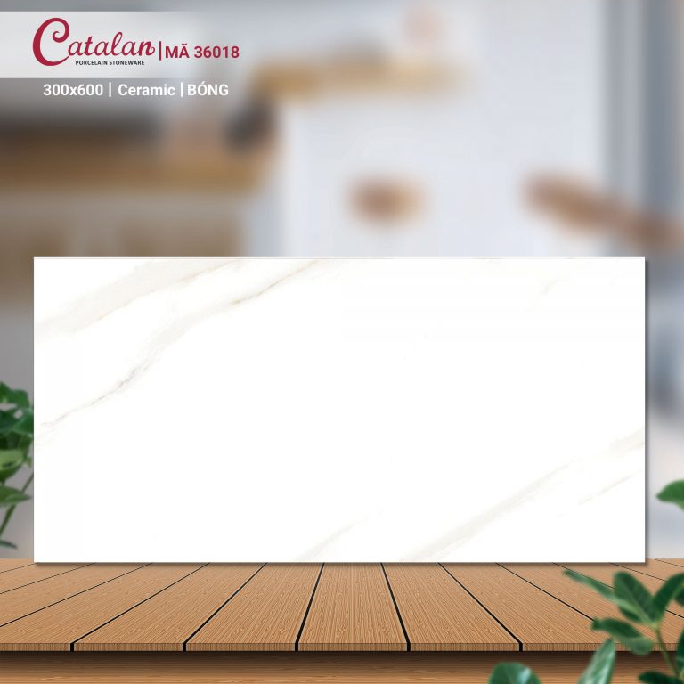 Gạch Ceramic 30x60 màu trắng vân đá men bóng Catalan CTLC.3060.05.04.36018