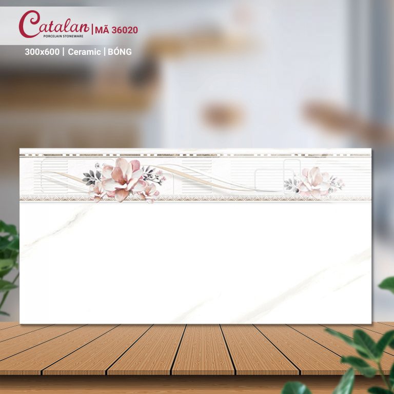 Gạch Ceramic 30x60 màu trắng vân đá men bóng Catalan CTLC.3060.05.04.36020