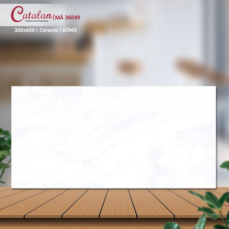 Gạch Ceramic 30x60 màu trắng vân đá men bóng Catalan CTLC.3060.05.04.36049