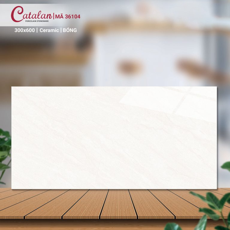 Gạch Ceramic 30x60 màu trắng vân đá men bóng Catalan CTLC.3060.36104