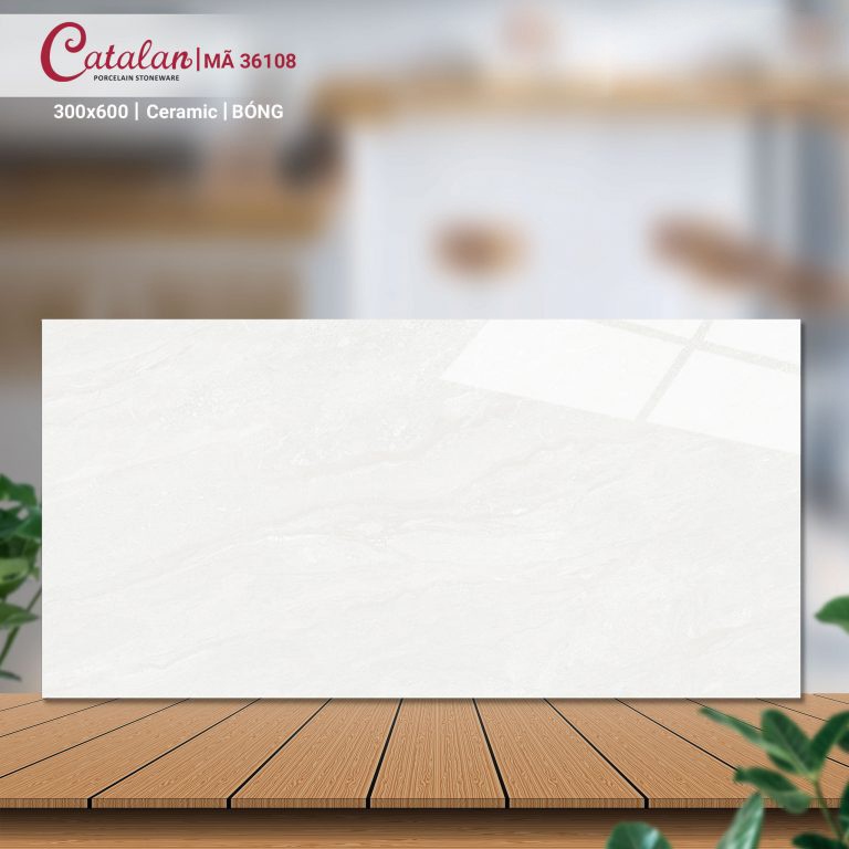 Gạch Ceramic 30x60 màu trắng vân đá men bóng Catalan CTLC.3060.36108