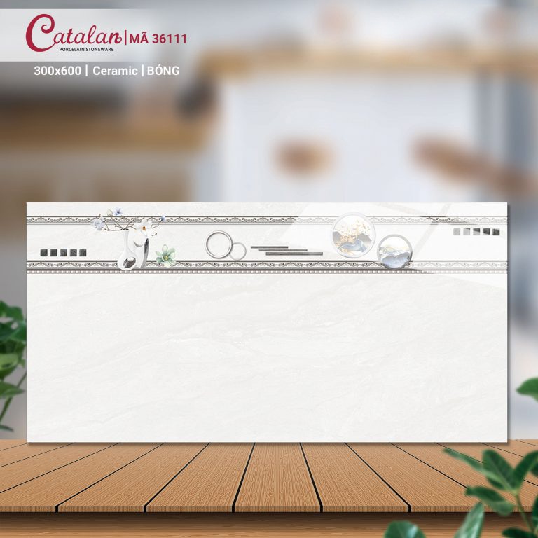 Gạch Ceramic 30x60 màu trắng vân đá men bóng Catalan CTLC.3060.36111