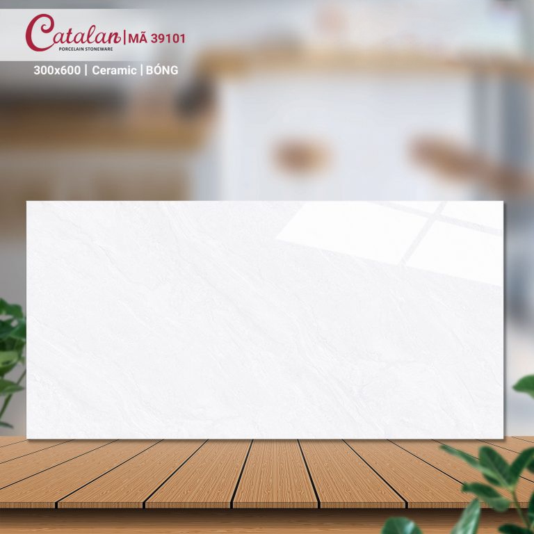 Gạch Ceramic 30x60 màu trắng vân đá men bóng Catalan CTLC.3060.39101