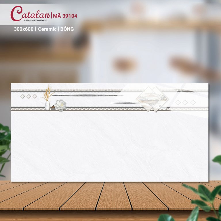 Gạch Ceramic 30x60 màu trắng vân đá men bóng Catalan CTLC.3060.39104