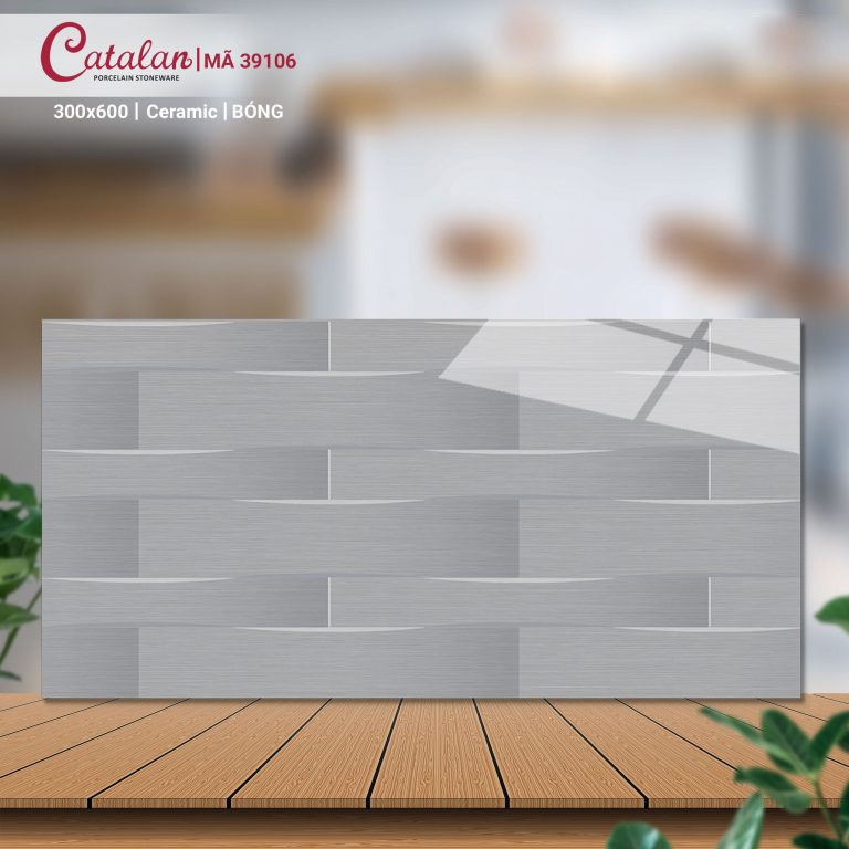 Gạch Ceramic 30x60 màu xám men bóng Catalan CTLC.3060.39106