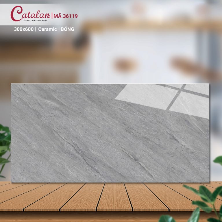 Gạch Ceramic 30x60 màu xám vân đá men bóng Catalan CTLC.3060.36119