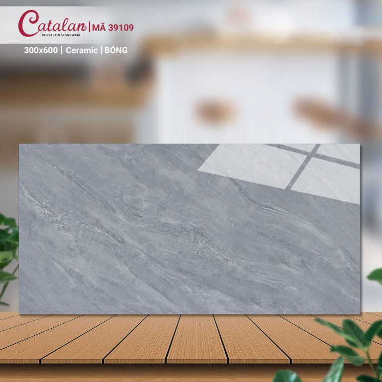 Gạch Ceramic 30x60 màu xám vân đá men bóng Catalan CTLC.3060.39109