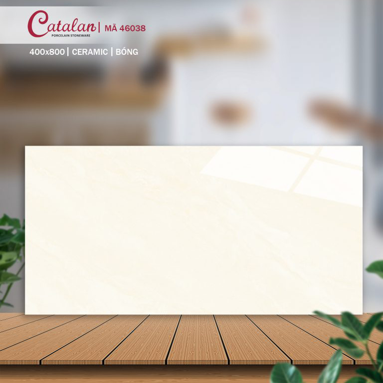 Gạch Ceramic 40x80 màu kem vân đá men bóng Catalan CTLC.4080.46038