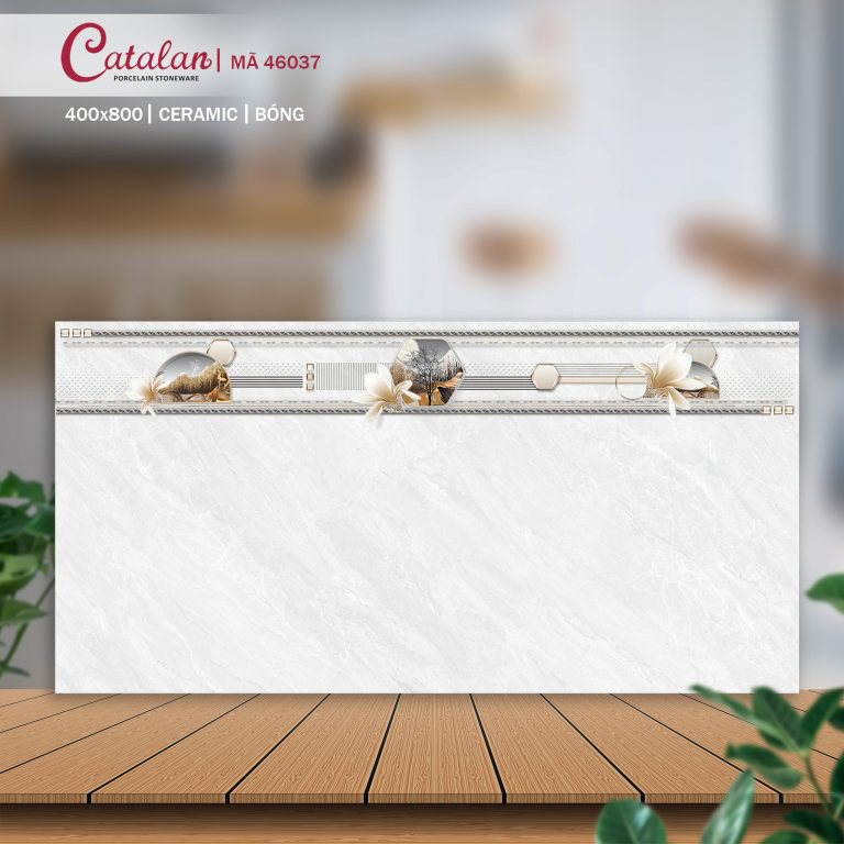 Gạch Ceramic 40x80 màu trắng vân đá Catalan CTLC.4080.46037