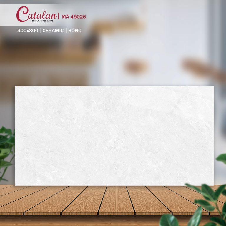 Gạch Ceramic 40x80 màu trắng vân đá men bóng Catalan CTLC.4080.45026