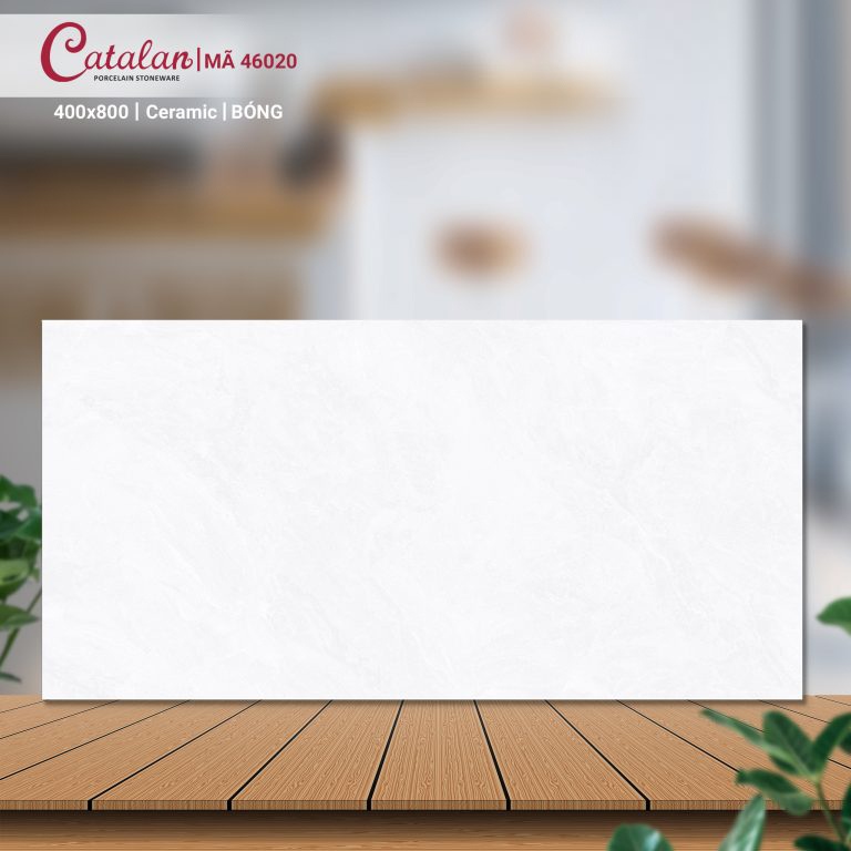 Gạch Ceramic 40x80 màu trắng vân đá men bóng Catalan CTLC.4080.46020