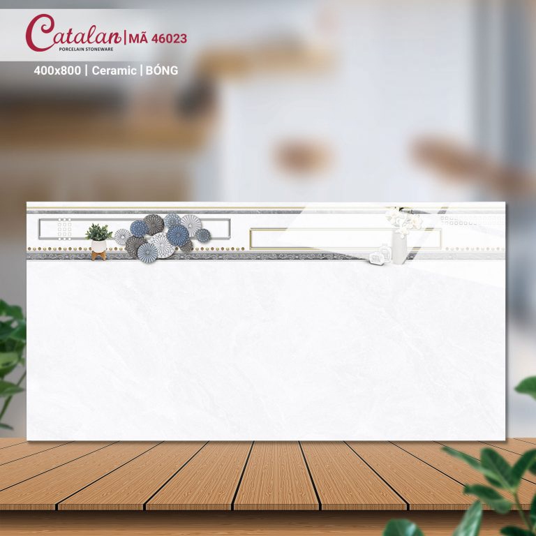 Gạch Ceramic 40x80 màu trắng vân đá men bóng Catalan CTLC.4080.46023