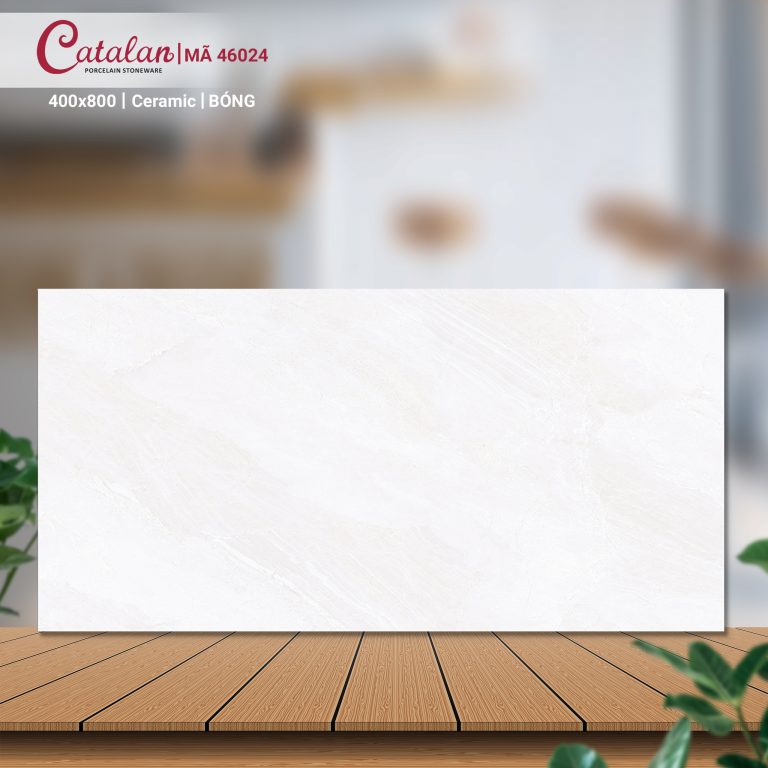 Gạch Ceramic 40x80 màu trắng vân đá men bóng Catalan CTLC.4080.46024