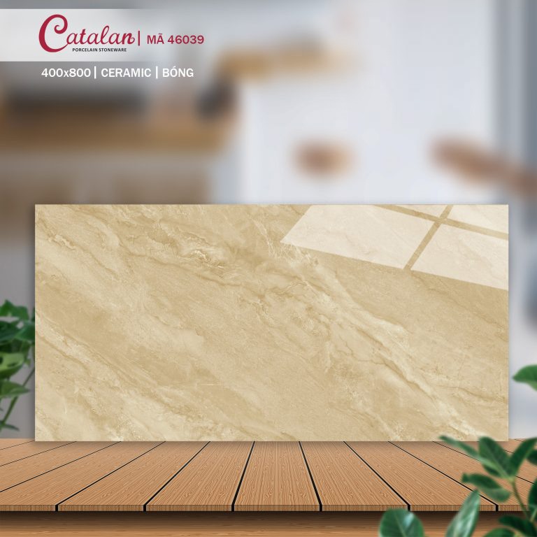 Gạch Ceramic 40x80 màu vàng vân đá men bóng Catalan CTLC.4080.46039