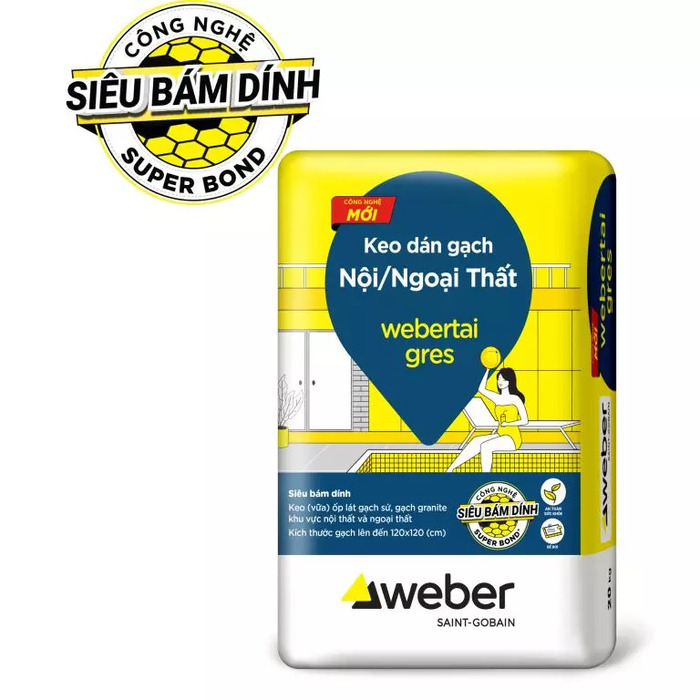 Keo dán gạch nội và ngoại thất Webertai Gres WBT-Gres