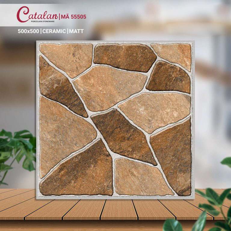 Gạch Ceramic 50x50 màu cam đất vân đá men matt Catalan CTLC.5050.55505