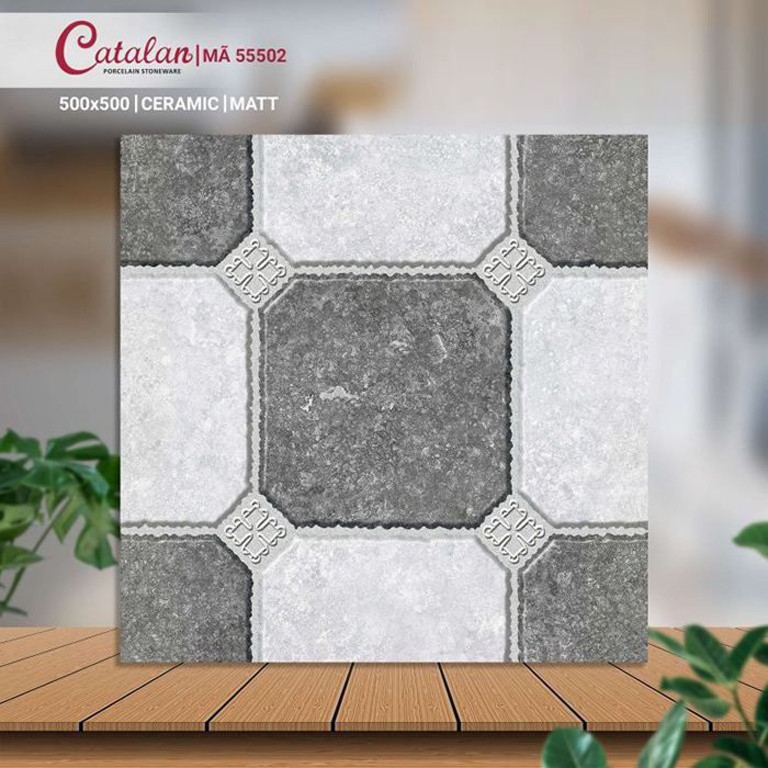 Gạch Ceramic 50x50 màu xám men matt Catalan CTLC.5050.55502