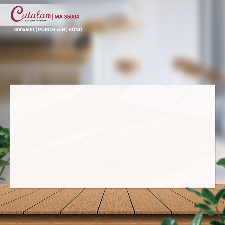 Gạch Porcelain 30x60 màu trắng vân đá men bóng Catalan CTLP.3060.35004