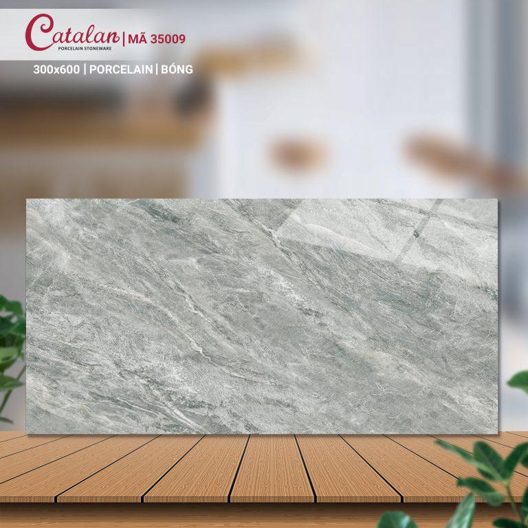 Gạch Porcelain 30x60 màu xám vân đá men bóng Catalan CTLP.3060.35009