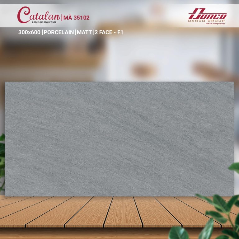 Gạch Porcelain 30x60 màu xám vân đá men matt Catalan CTLP.3060.35102