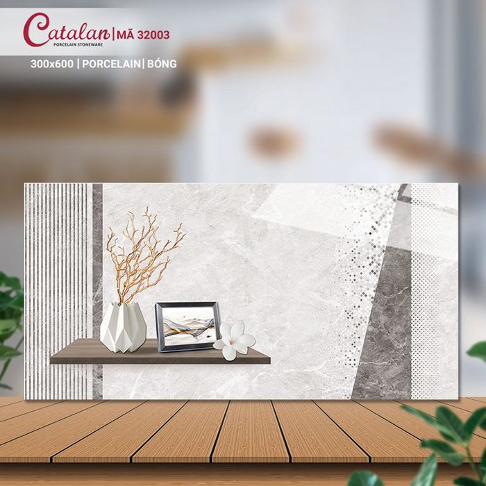 Gạch Porcelain 30x60 vân đá có họa tiết men bóng Catalan CTLP.3060.32003