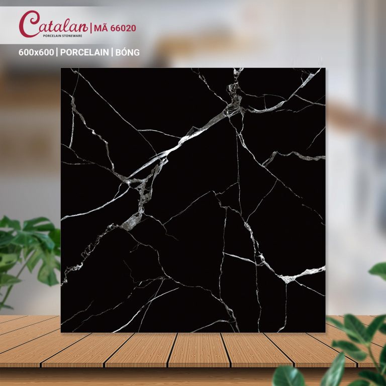 Gạch Porcelain 60x60 màu đen mài bóng nano Catalan CTLP.6060.07.06.66020