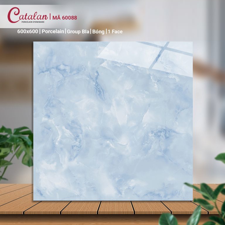 Gạch Porcelain 60x60 màu xanh men bóng Catalan CTLP.6060.60088