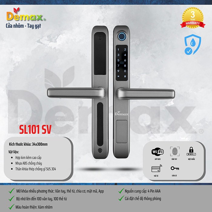 Khóa chống nước Demax SL101 SV - APP WIFI