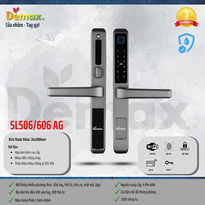 Khóa chống nước Demax SL606 AG - APP WIFI