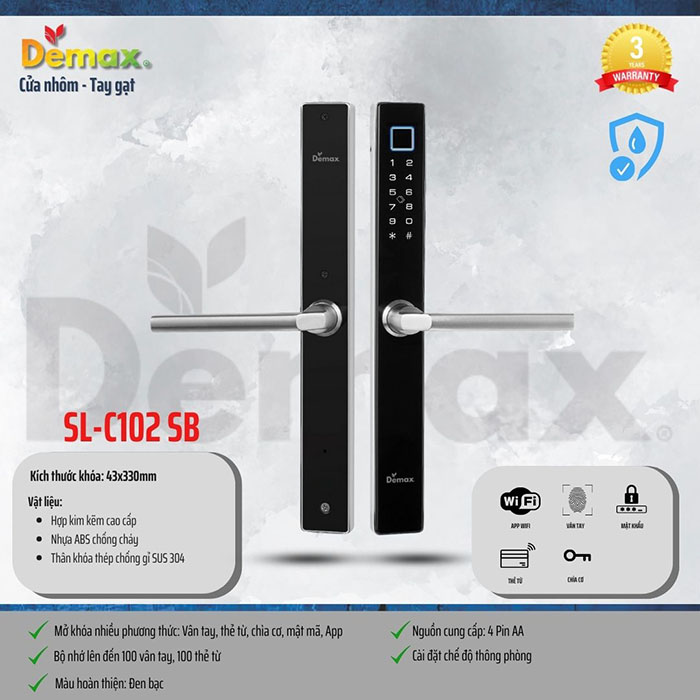 Khóa cửa nhôm Demax SL - C102 SB